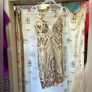 White and gold glitz dress